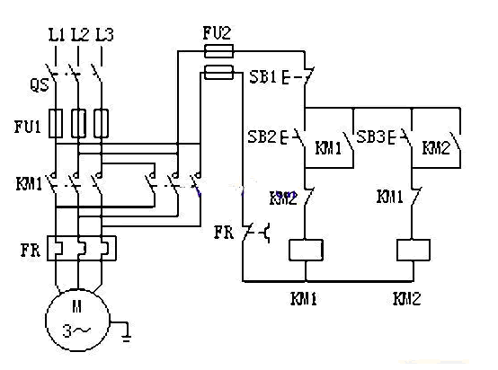 接触器双重联锁的正反转控制线路